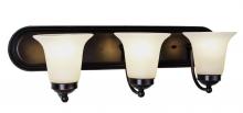  3503 ROB - Rusty Collection 3-Light, Glass Bell Shades Vanity Wall Light